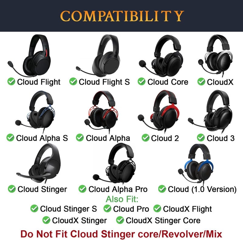 SoloWIT Cooling Gel Replacement Earpads Cushions for HyperX Cloud 1/2/3/Pro/Core, Cloud Alpha/Flight/Stinger Series, CloudX Stinger/Flight Series Headset - Orange - Image 2